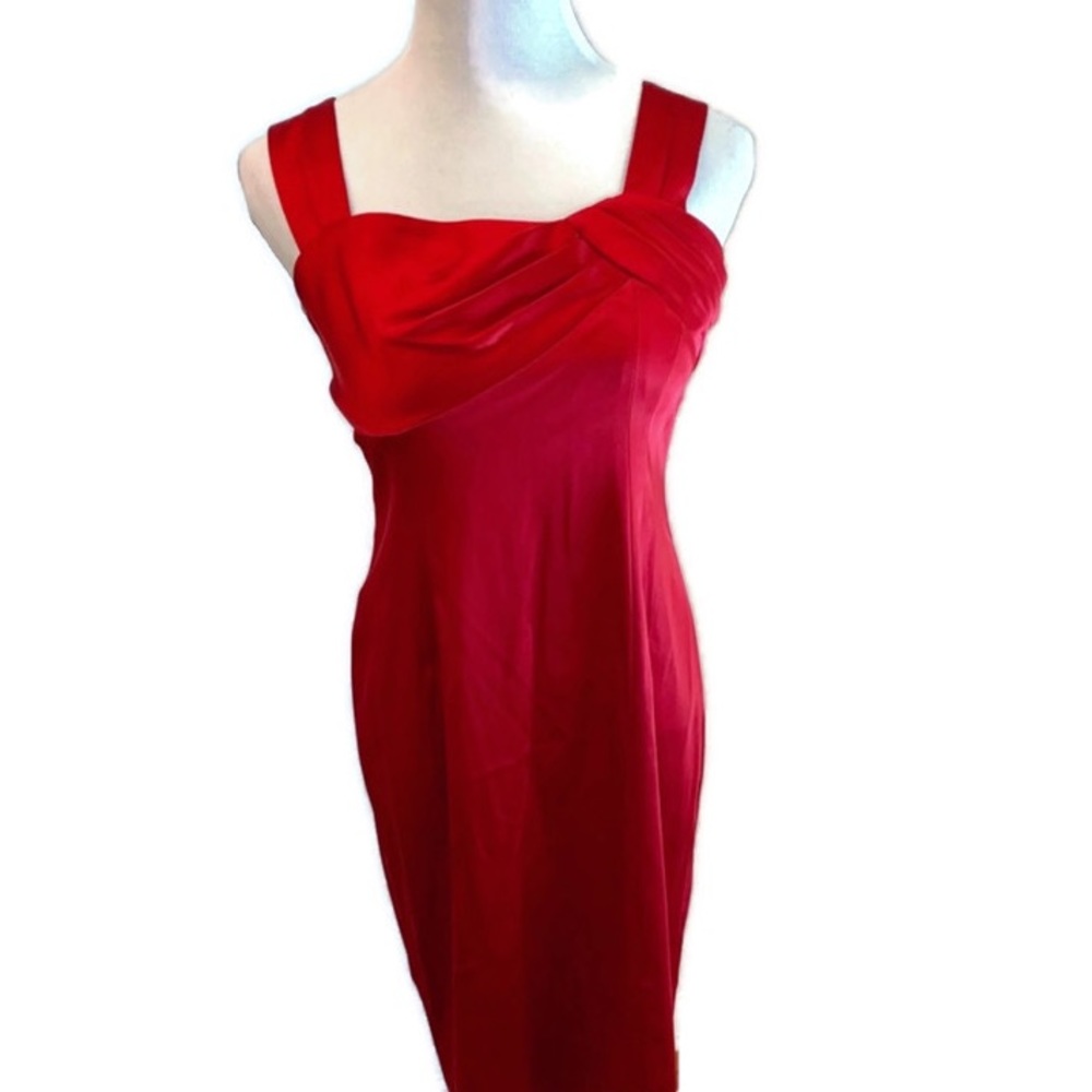 Calvin Klein Red Satin Sleeveless Dress Sz 10